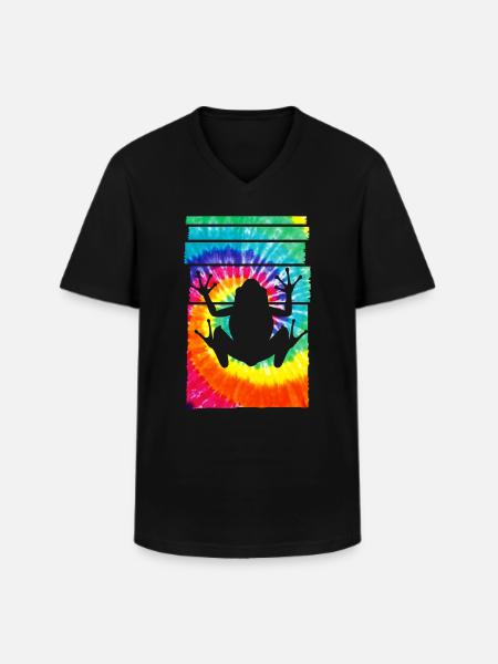 Frog Hippie Tie Dye - Men's V-Neck T-Shirt - black