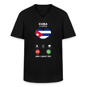 Kuba is calling Kuba Herz Souvenir - Männer-T-Shirt mit V-Ausschnitt - Schwarz - Vorne - AI Model Male 178 dark (178cm)