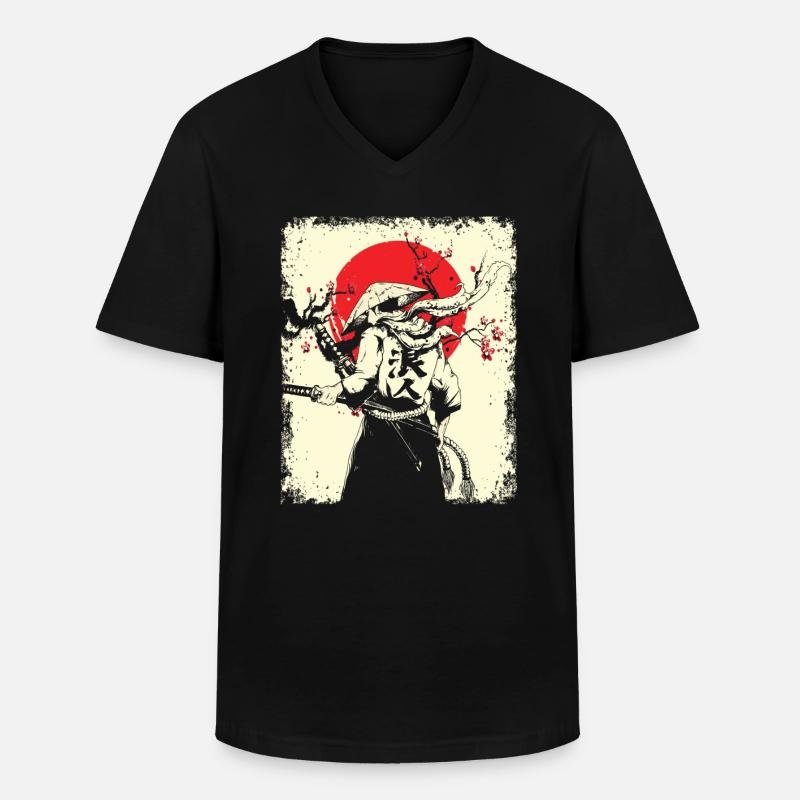 Samurai - Männer-T-Shirt mit V-Ausschnitt - Schwarz