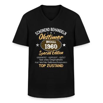 Oldtimer Baujahr 1960 Geboren Jahrgang 1960 - Männer-T-Shirt mit V-Ausschnitt - Schwarz - Vorne - AI Model Male 178 dark (178cm)