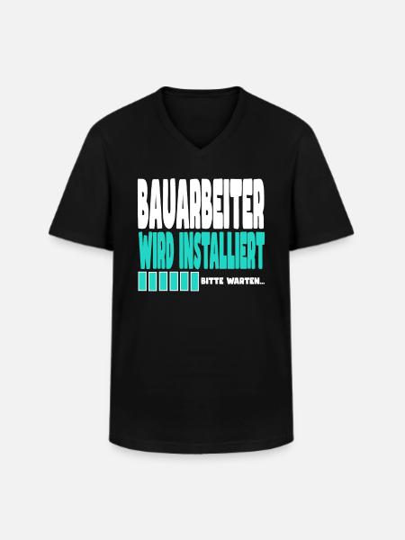 Bauarbeiter wird installiert - Männer-T-Shirt mit V-Ausschnitt - Schwarz