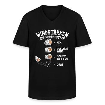 Schafe Windstärke Nix Shiet Wetter lustiges Schaf - Männer-T-Shirt mit V-Ausschnitt - Schwarz - Vorne - AI Model Male 178 dark (178cm)