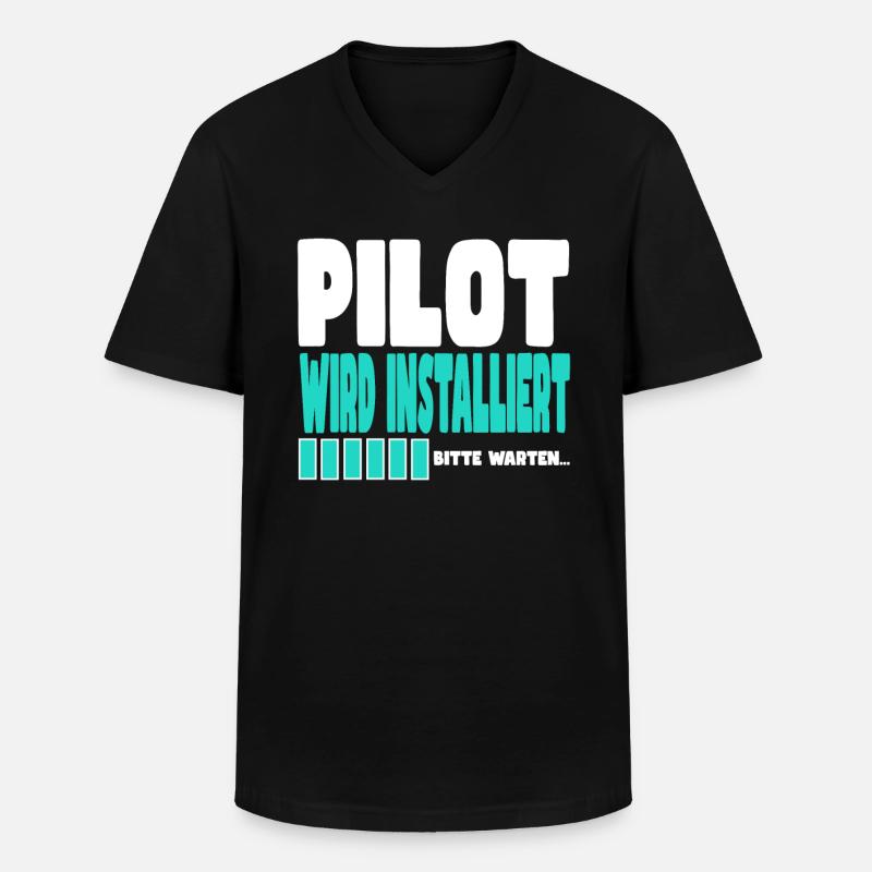 Pilot wird installiert - Männer-T-Shirt mit V-Ausschnitt - Schwarz