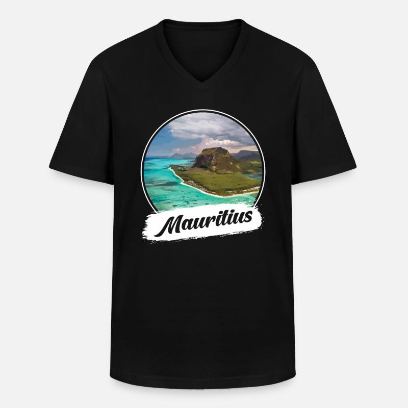 Mauritius Souvenir - Männer-T-Shirt mit V-Ausschnitt - Schwarz