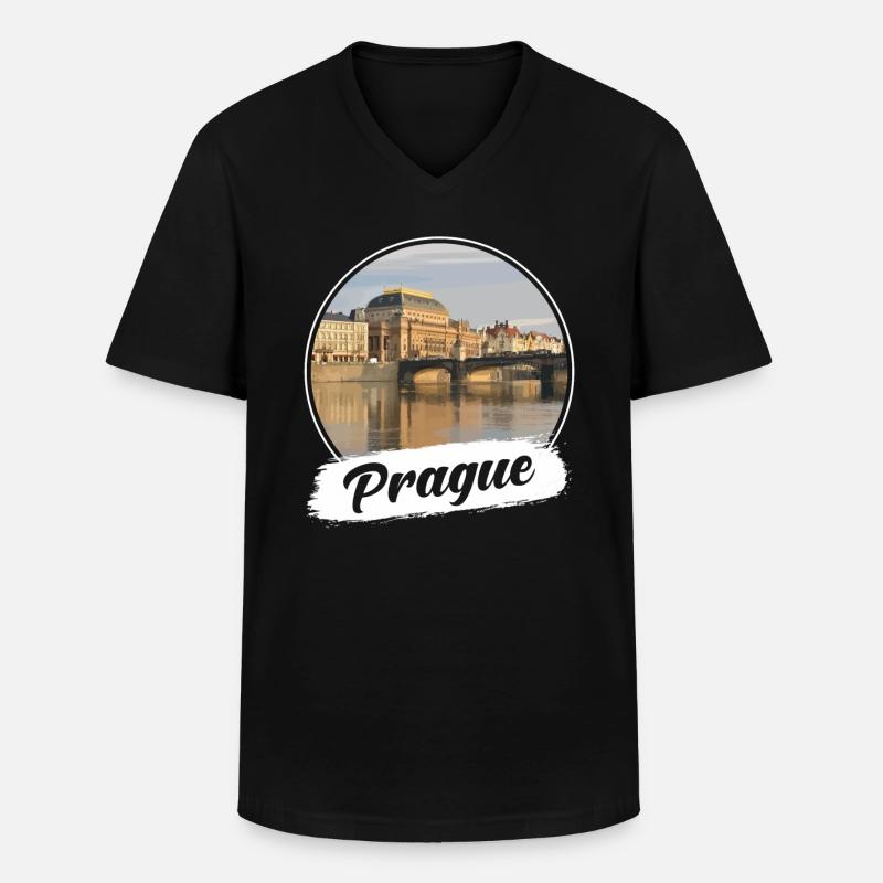 Prag Souvenir - Männer-T-Shirt mit V-Ausschnitt - Schwarz