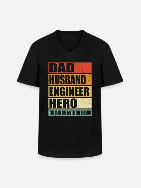 Father Husband Engineer Held - Men's V-Neck T-Shirt - black