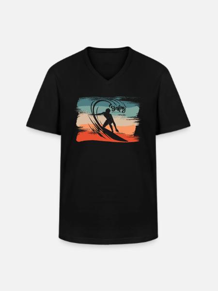 Surfing Beach Surfer Board Surfing - Men's V-Neck T-Shirt - black