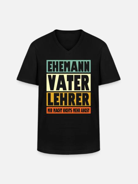 Lehrer Vater Ehemann Held - Männer-T-Shirt mit V-Ausschnitt - Schwarz