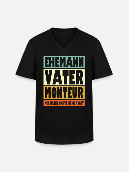 Monteur Vater Ehemann Held - Männer-T-Shirt mit V-Ausschnitt - Schwarz