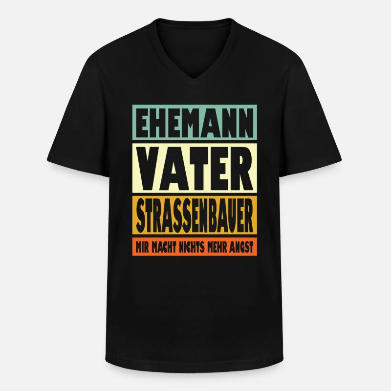 Strassenbauer Vater Ehemann Held - Männer-T-Shirt mit V-Ausschnitt - Schwarz