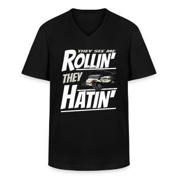 Golfwagen So Rolle Ich Einen Lustigen Golfer - Männer-T-Shirt mit V-Ausschnitt - Schwarz - Vorne - AI Model Male 178 dark (178cm)
