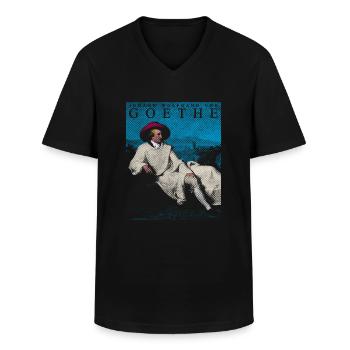JOHANN WOLFANG VON GOETHE POP-ART LITERATUR - Männer-T-Shirt mit V-Ausschnitt - Schwarz - Vorne - AI Model Male 178 dark (178cm)