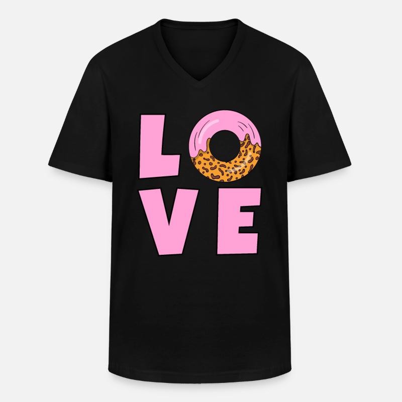LIEBE DONUTS - Männer-T-Shirt mit V-Ausschnitt - Schwarz
