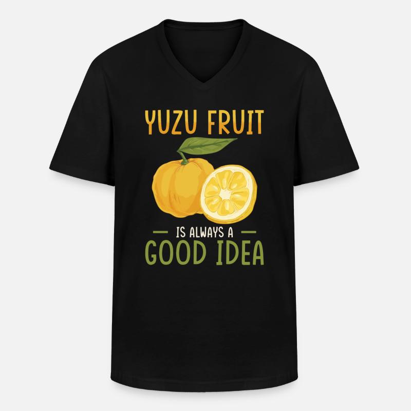 Yuzu Frucht Spruch - Männer-T-Shirt mit V-Ausschnitt - Schwarz