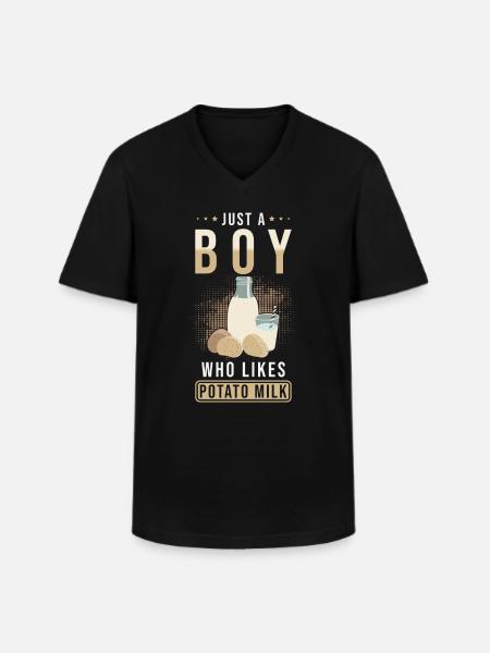 Potato milk saying - Men's V-Neck T-Shirt - black