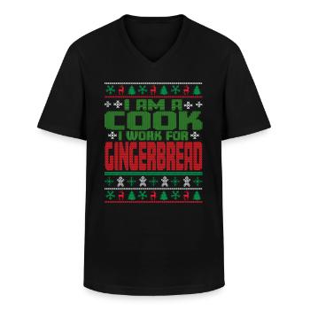 Citation du chef Noël - T-shirt col V Homme - noir - Devant - AI Model Male 178 dark (178cm)
