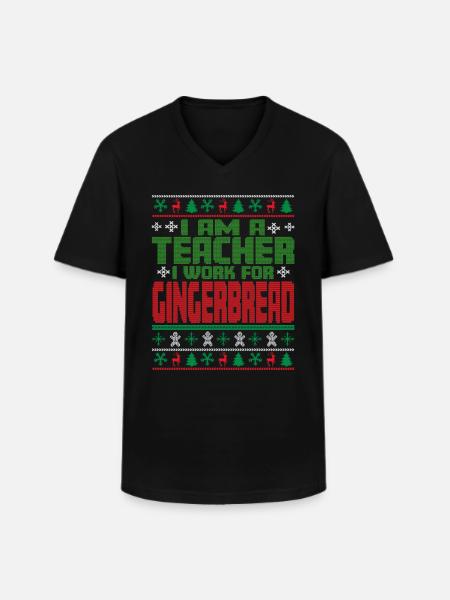 Teacher Christmas Saying - Men's V-Neck T-Shirt - black