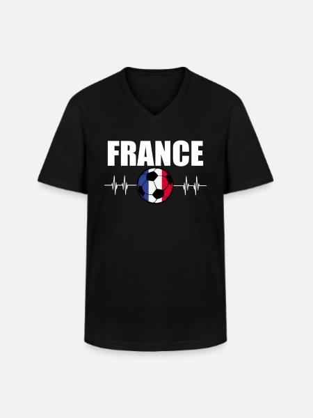 Frankreich Fußball - Männer-T-Shirt mit V-Ausschnitt - Schwarz