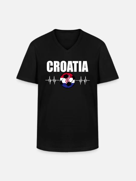 Kroatien Fußball - Männer-T-Shirt mit V-Ausschnitt - Schwarz