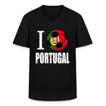 Portugal Football - T-shirt col V Homme - noir - Devant - AI Model Male 178 dark (178cm)