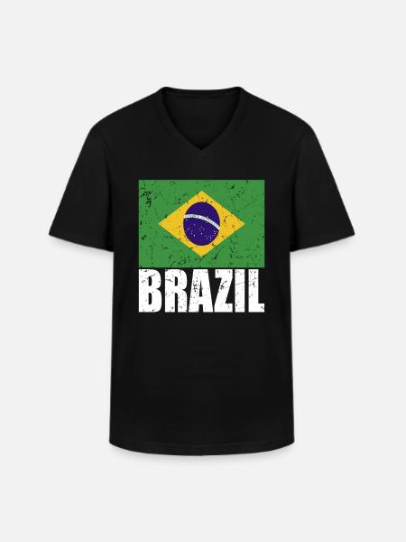 Brazil Flag - Men's V-Neck T-Shirt - black