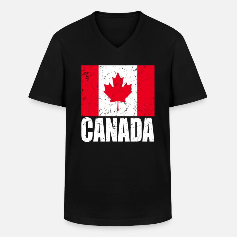 Kanada Fahne - Männer-T-Shirt mit V-Ausschnitt - Schwarz