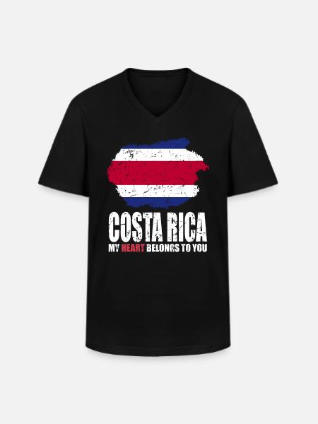Costa Rica Flag - Men's V-Neck T-Shirt - black