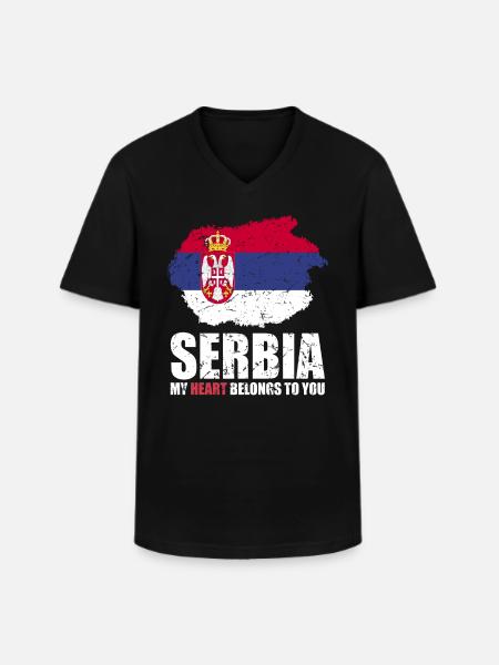 Drapeau de la Serbie - T-shirt col V Homme - noir