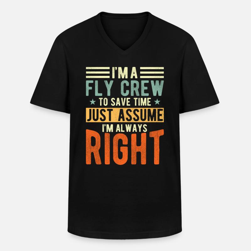 Fly Crew - Männer-T-Shirt mit V-Ausschnitt - Schwarz