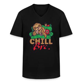 Sloth Chill Bro C’est comme ça - T-shirt col V Homme - noir - Devant - AI Model Male 178 dark (178cm)