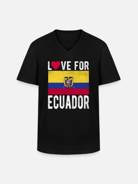 Ecuador Flag - Men's V-Neck T-Shirt - black