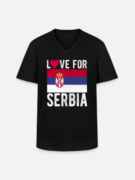Serbia Flag - Men's V-Neck T-Shirt - black