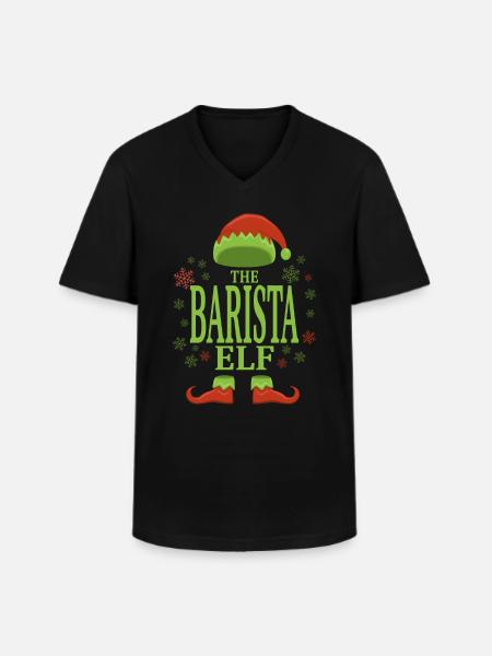 Barista Christmas Elf - Men's V-Neck T-Shirt - black