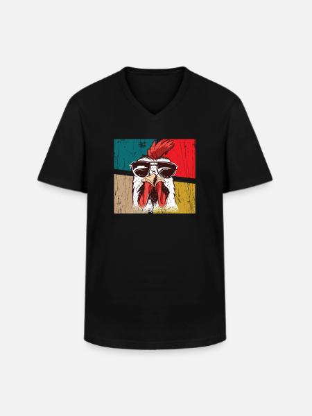 Big Hen Cool Chicken - Men's V-Neck T-Shirt - black