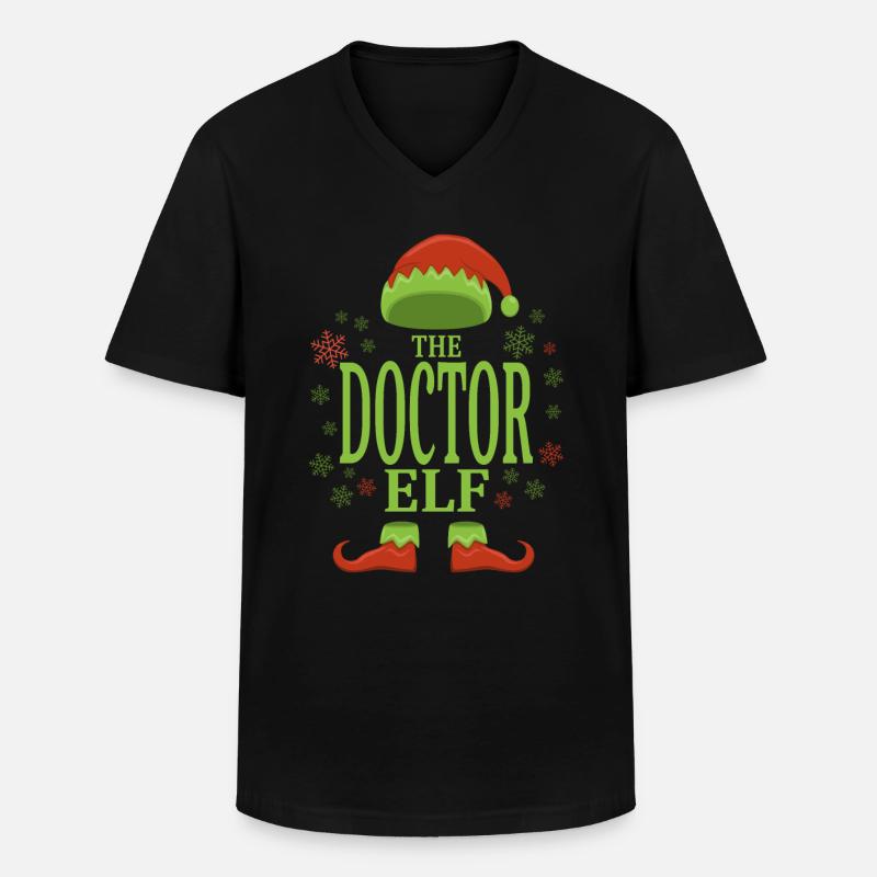 Doktor Weihnachtself - Männer-T-Shirt mit V-Ausschnitt - Schwarz