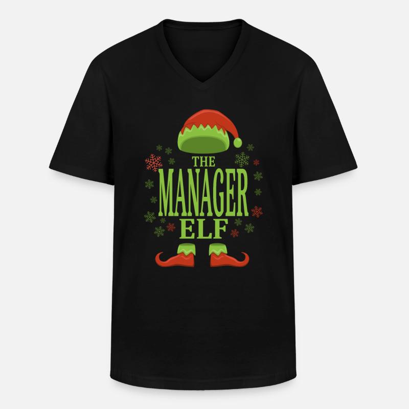 Manager Weihnachtself - Männer-T-Shirt mit V-Ausschnitt - Schwarz