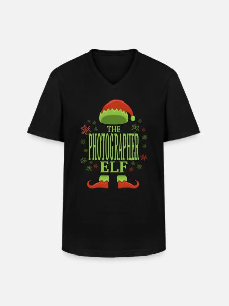 Photographer Christmas Elf - Men's V-Neck T-Shirt - black