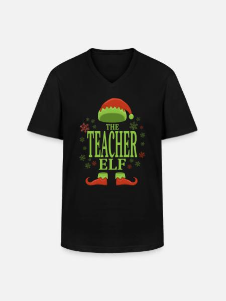 Teacher Christmas Elf - Men's V-Neck T-Shirt - black