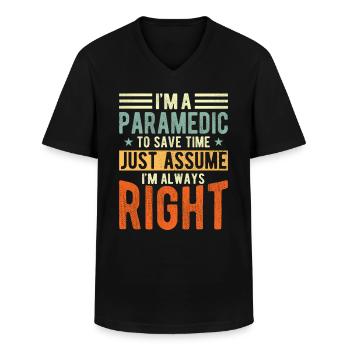 Ambulancier - T-shirt col V Homme - noir - Devant - AI Model Male 178 dark (178cm)
