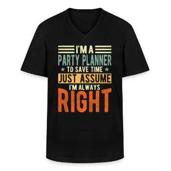Party planner - Men's V-Neck T-Shirt - black - Front - AI Model Male 178 dark (178cm)