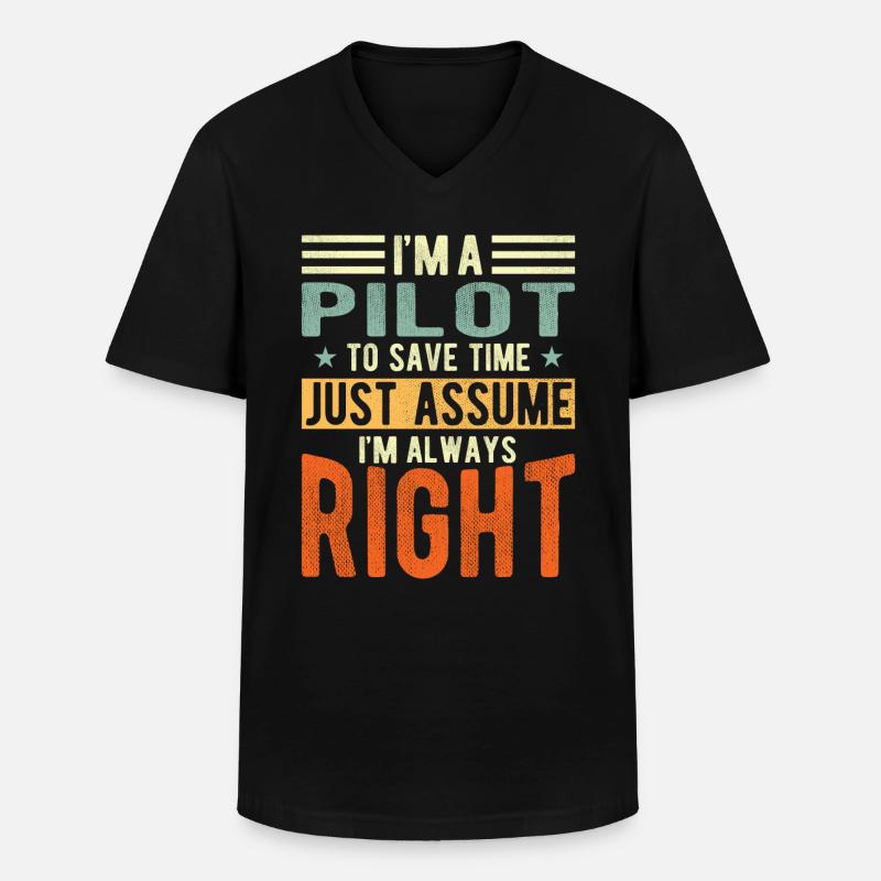 Pilot - Männer-T-Shirt mit V-Ausschnitt - Schwarz