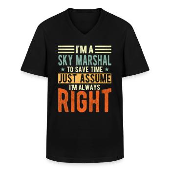 Sky Marshal - Men's V-Neck T-Shirt - black - Front - AI Model Male 178 dark (178cm)