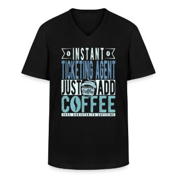 Ticket Representative Coffee Quote - Men's V-Neck T-Shirt - black - Front - AI Model Male 178 dark (178cm)