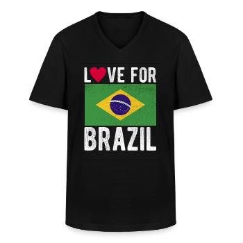 Brésil Souvenir - T-shirt col V Homme - noir - Devant - AI Model Male 178 dark (178cm)