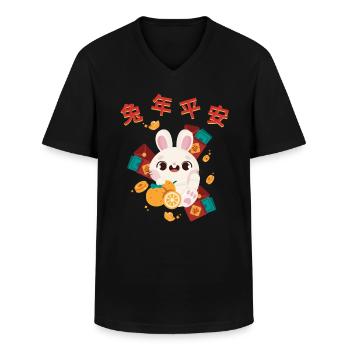 Rat Chinese zodiac sign - Men's V-Neck T-Shirt - black - Front - AI Model Male 178 dark (178cm)
