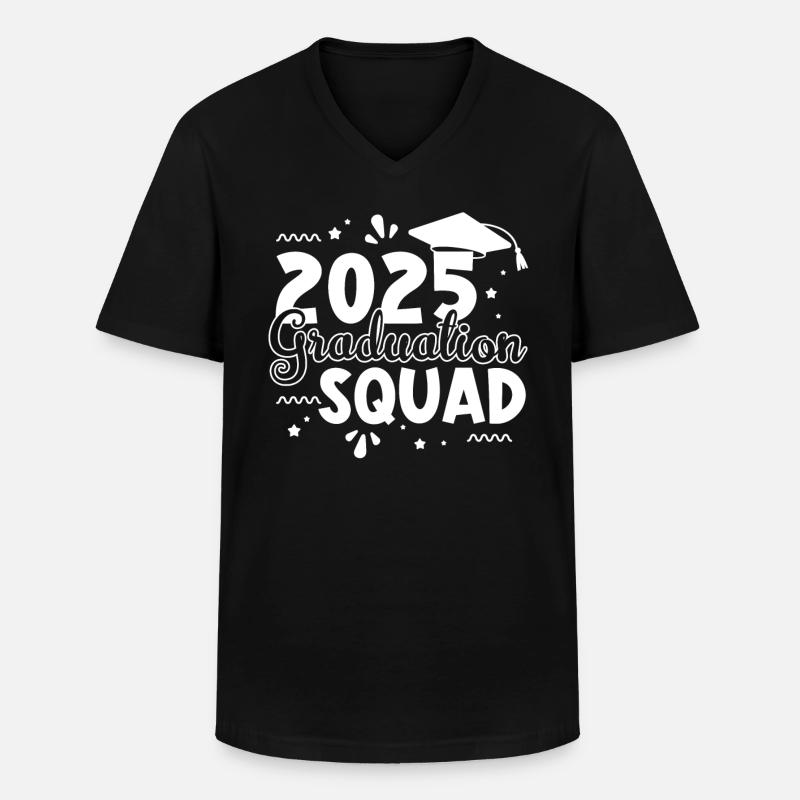 2025 Abschluss Gruppe - Männer-T-Shirt mit V-Ausschnitt - Schwarz