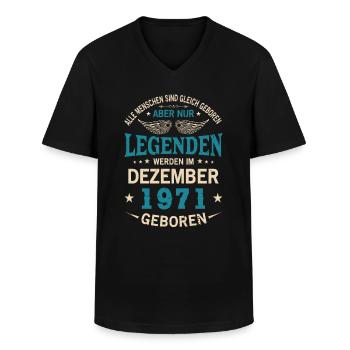 Tous les peuples naissent égaux Décembre 1971 - T-shirt col V Homme - noir - Devant - AI Model Male 178 dark (178cm)