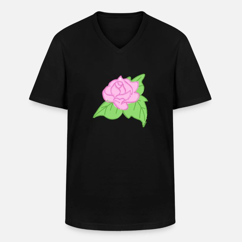 Rose Rote Rose Handgezeichnet - Männer-T-Shirt mit V-Ausschnitt - Schwarz