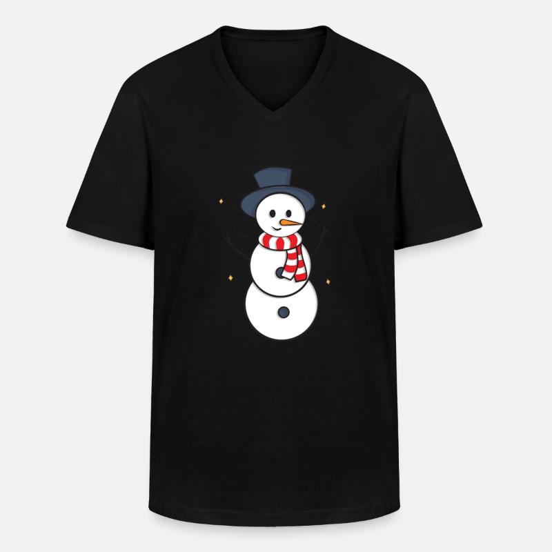 Schneemann - Männer-T-Shirt mit V-Ausschnitt - Schwarz