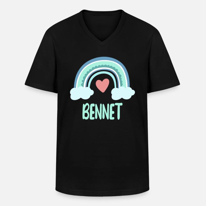 Bennet Name Regenbogen Baby - Männer-T-Shirt mit V-Ausschnitt - Schwarz